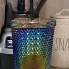 Brand New Starbucks Oil Slick Rainbow 24oz Tumbler Cold Brew Studded Cup NEVER USED MUST PICK UP