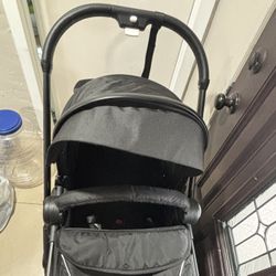 Baby Stroller, 2-in-1 Reversible Toddler Seat with Lie-Flat Mode, Foldable Infant Stroller with Canopy,