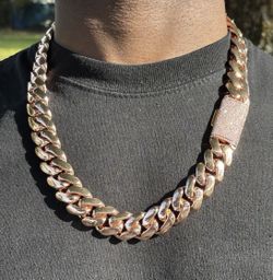 Miami Cuban Link Iced Out Diamond Clasp Rose Gold Plated Chain 20mm - 20inch 24inch | 18k & 14k