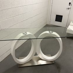Console Glass White Table