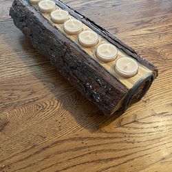 Wooden log candle holder