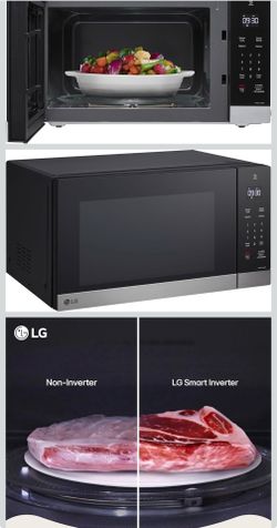 LG Countertop Microwave, 1.5 cu. ft., Stainless Steel, 21.44"x12.13"x16.19", Smart Inverter, Sensor Cooking, 1200 Watts