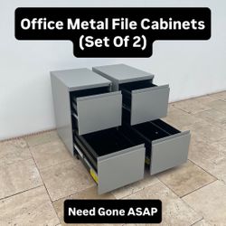 Rolling Office Metal File Cabinets (Set Of 2) Pickup Today Available (NO KEYS)