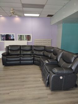 New Power Sectional Sofa With Three Power Recliners On Sale Now Don't Miss