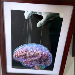 Mindbending - Brainpower Paradox - Original Surreal Brain Puppet Artwork (Matted & Framed)