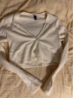 White Long Sleeve Crop Top