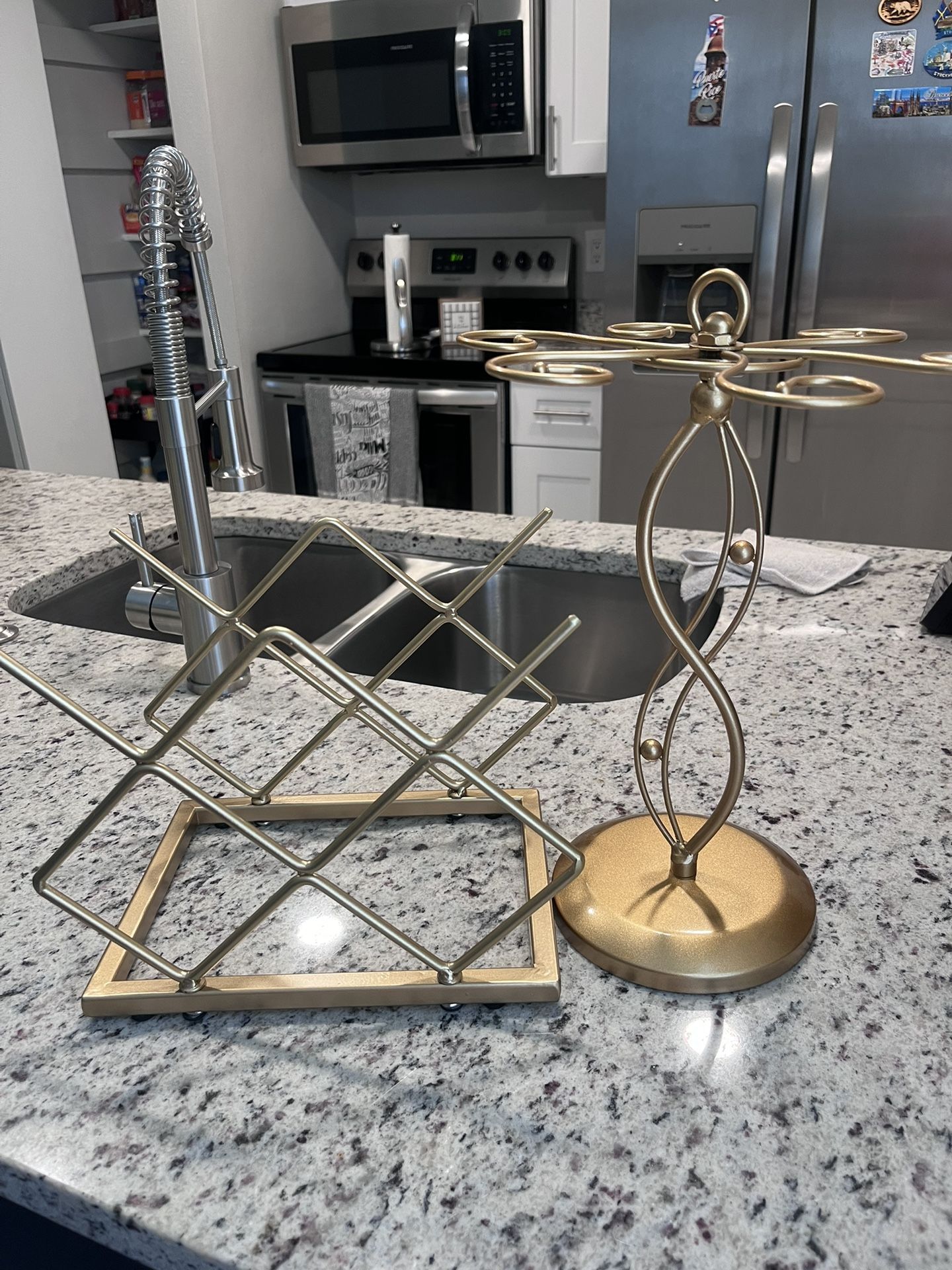 Wine Rack And Wine Glass HolderGOLD