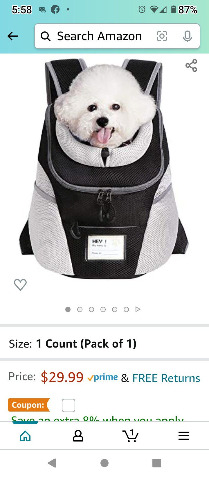 Black/Grey Ennefu Pet Backpack