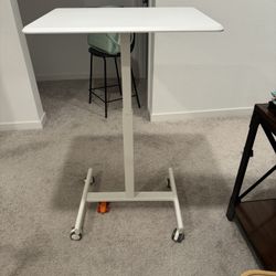 Small Mobile Rolling Standing Desk - Overbed Table, Teacher Podium with Wheels, Adjustable Height Table, Rolling Desk Laptop Computer Cart for Home, O