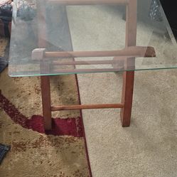 End Table -Glass top wood stand
