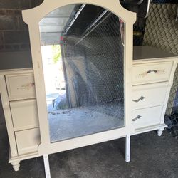 Used White Dresser with Mirror 