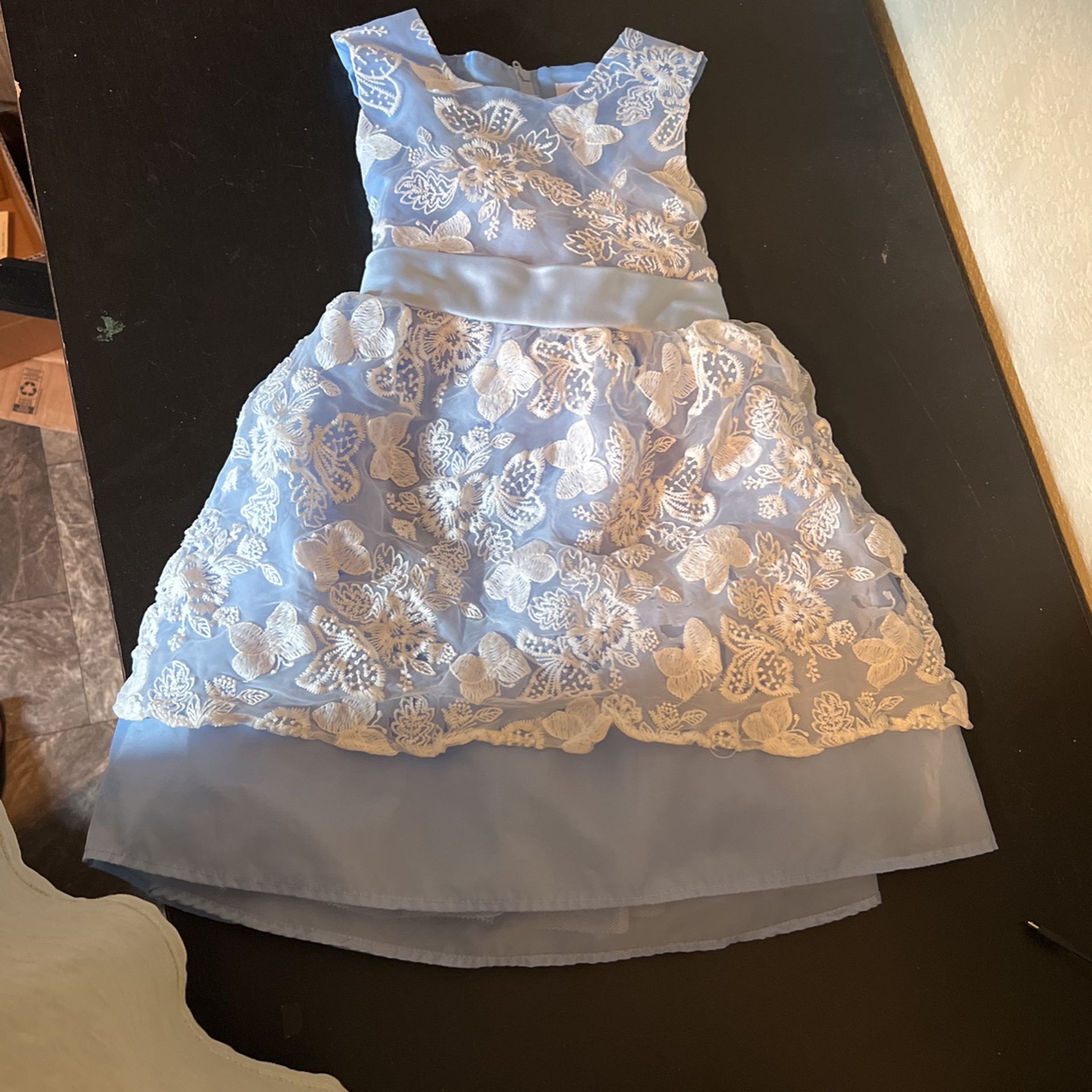 Wonder Nation Girls Blue With White Flower Lace Dress