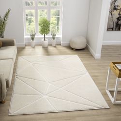 8/10 Brand New Modern Cream Hand Carved Rug Carpet 