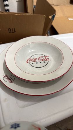Gibson Coca-Cola Cafe rimmed pasta or soup bowl and dinner plate
