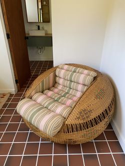 Rattan Lounge Chair Bulbous Vintage