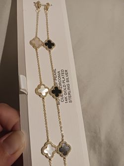 TWO Van Cleef & Arpels REPLICA Bracelets - Cubic Zirconia 14K Gold Plated Sterling Silver ($25 Each)  -  Like New!