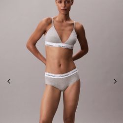 🤍🖤 Calvin Klein Gray Cotton Set S/S ✨ Bralette & Panty Loungewear Sleepwear Lingerie Underwear 