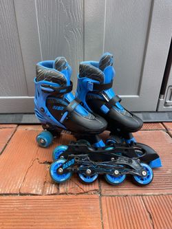 Yvolve sports kids roll blades roller skates neon light up size 3 to 6 swapable