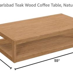 MODWAY CARLSBAD TEAK WOOD COFFEE TABLE NEW IN BOX 