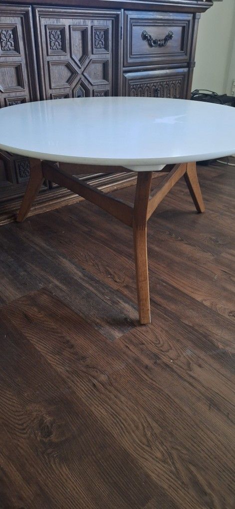 MCM White And Walnut Coffee Table