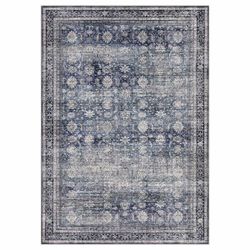 9 ft. x 12 ft. Blue Large Size Interior Decoration Distressed Floral Ultra-thin Foldable for bedroom kitchen Area Rug 100% polyester Machine made in