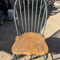 Metal Chair With Wood 
