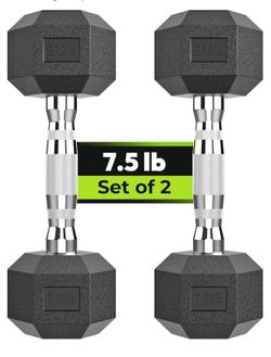 7.5 lb - Rubber Dumbbells