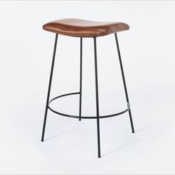 Counter Stool. Metal Base With Leather. New Set Of 2
