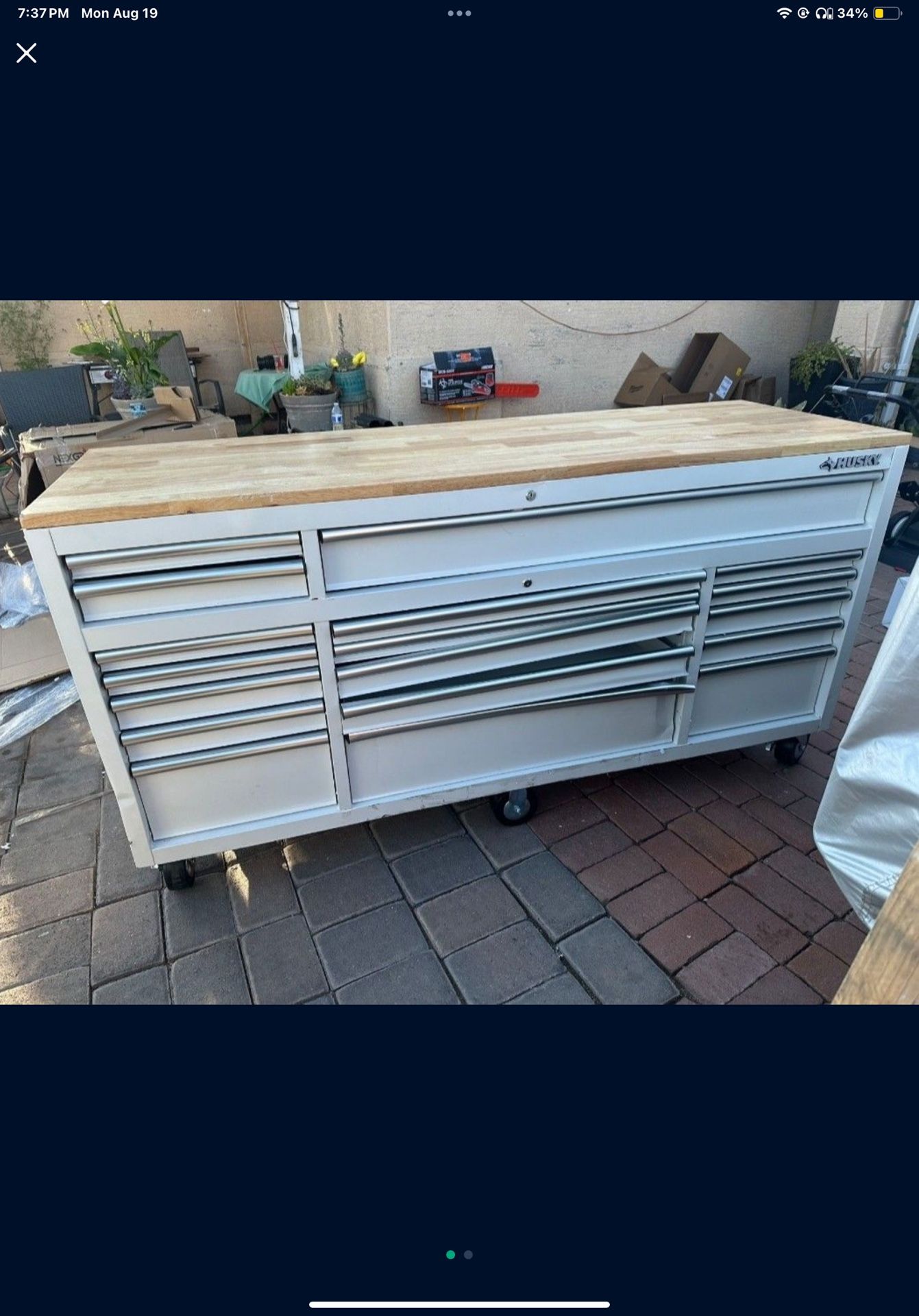Husky Tool Storage 72 in. W Standard Duty Gloss White Mobile Workbench Tool Chest