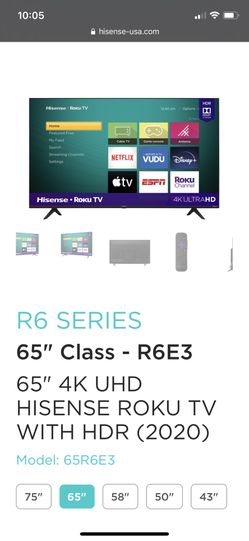 65” 4K Tv Hisense Roku