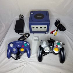Nintendo GameCube Console Indigo Purple DOL-001 Controller AV Power & Mem Tested