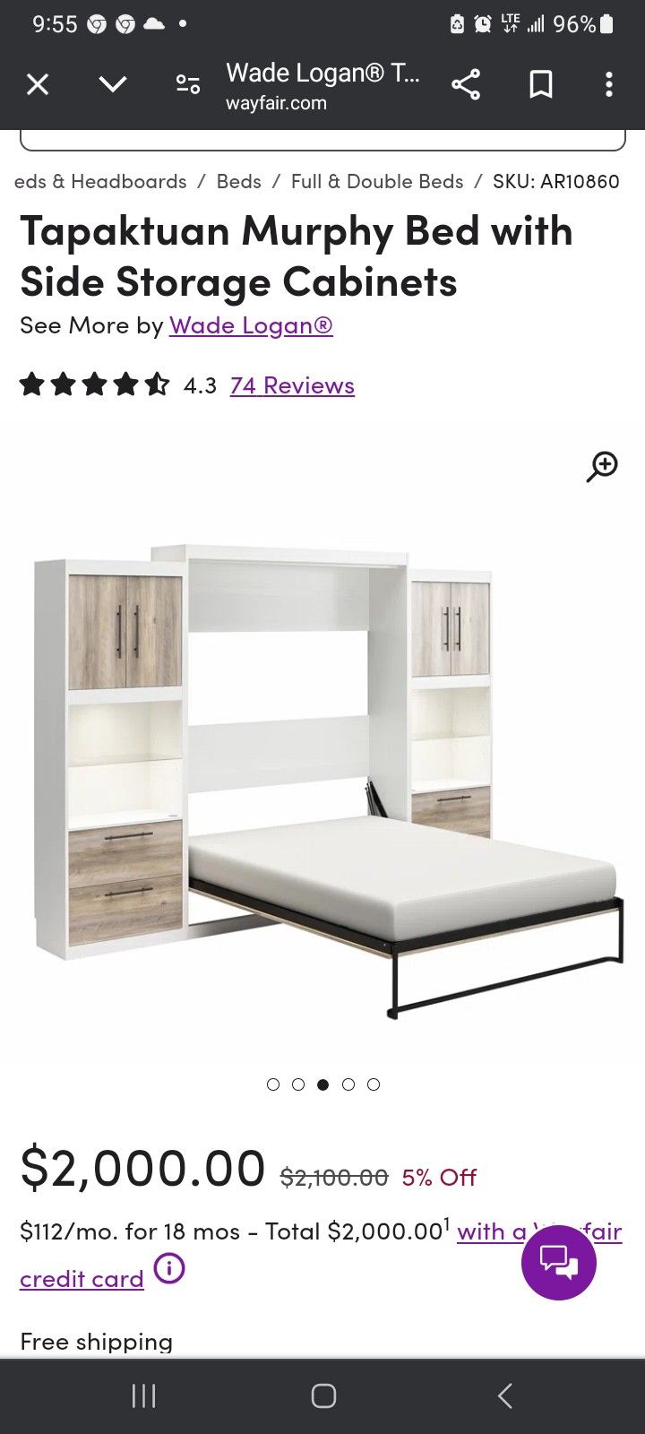 *Tapaktuan Murphy Bed with Side Storage Cabinets*