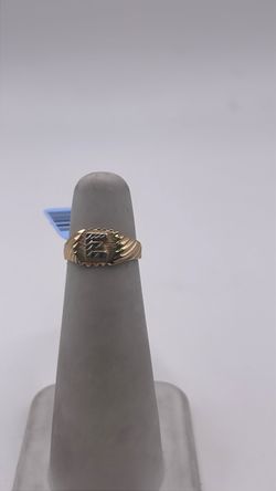 14k gold initial E ring