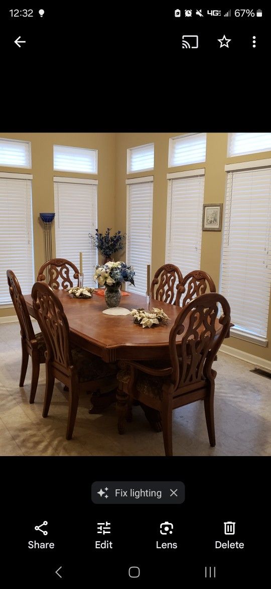 Dining Table (Formal)  w/6 Chairs And Hutch