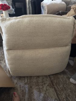 Free- Large Cream Woven Floor Pouf recliner back