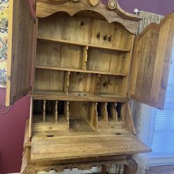 Large hand carved Wood Secretary Desk 