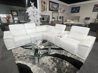 6 Pc Power Recliner Sectional With Adjustable Headrest 