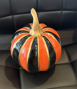 New in Box Mackenzie Childs Small Orange Stripe Pumpkin 🎃