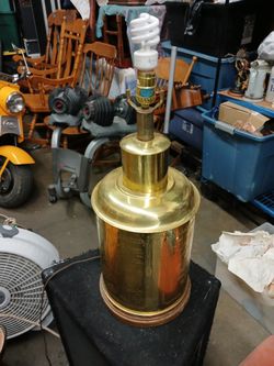 Vintage Chinese Brass Tea Canister Lamp