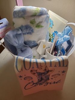Blue gift basket