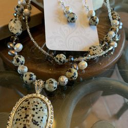 Dalmatian Jasper Necklace & Earrings