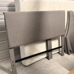 Kids Full Size Unisex Gray Cloth Frantic Bed W/Mattress