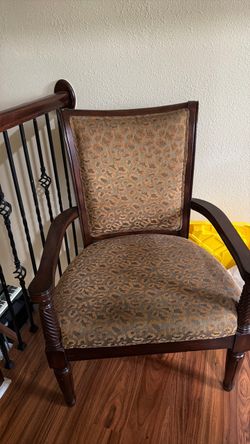 Wood Armchair with Animal Print Upholstery
