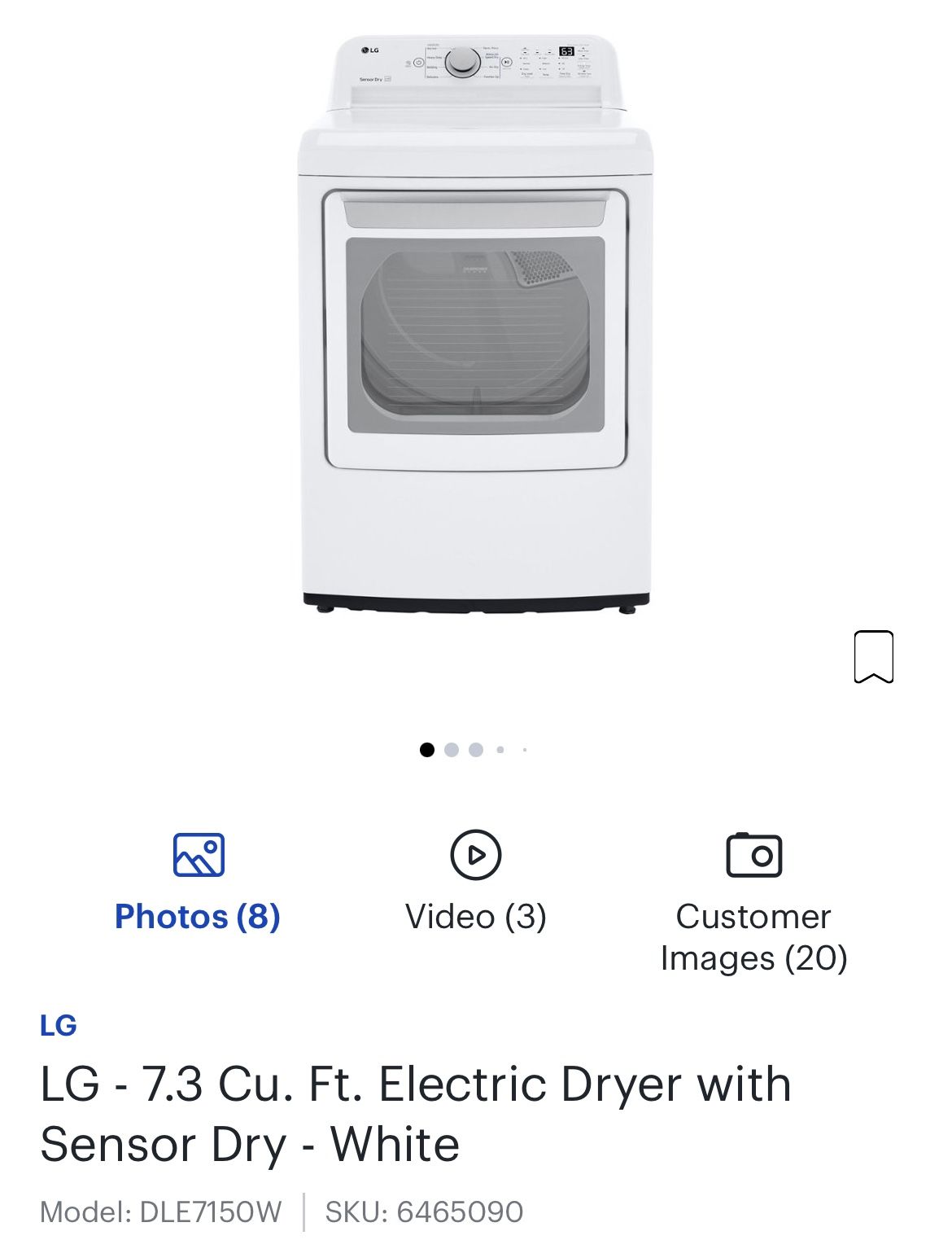 Practically New LG  ELECTRIC Dryer 