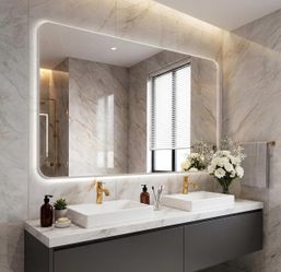 LED Bathroom Mirror With Lights,48"X30" Backlit LED Mirror For Bathrooms With Anti-Fog,Dimmable,3 Colors Bathroom Mirror, Wall Mounted Horizontal/Vert