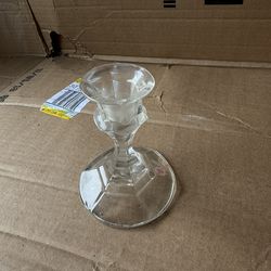 Clear Glass Candle Holder – Vintage Style
