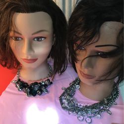 20 3/4” Gothic necklace chain choker crystal glass stones beads dangle charms Bluegreen Silver