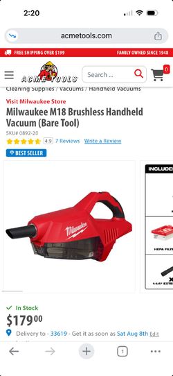 Milwaukee M18 Brushless Handheld Vacuum Bare Tool