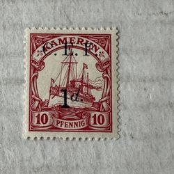 Germany Kamerun Op Stamps 1d/10pf Kaiser Yacht Stamp