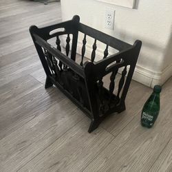 1970's Mid Century Bakelite Style Wood Look Storage Bin / Magazine Rack Stand